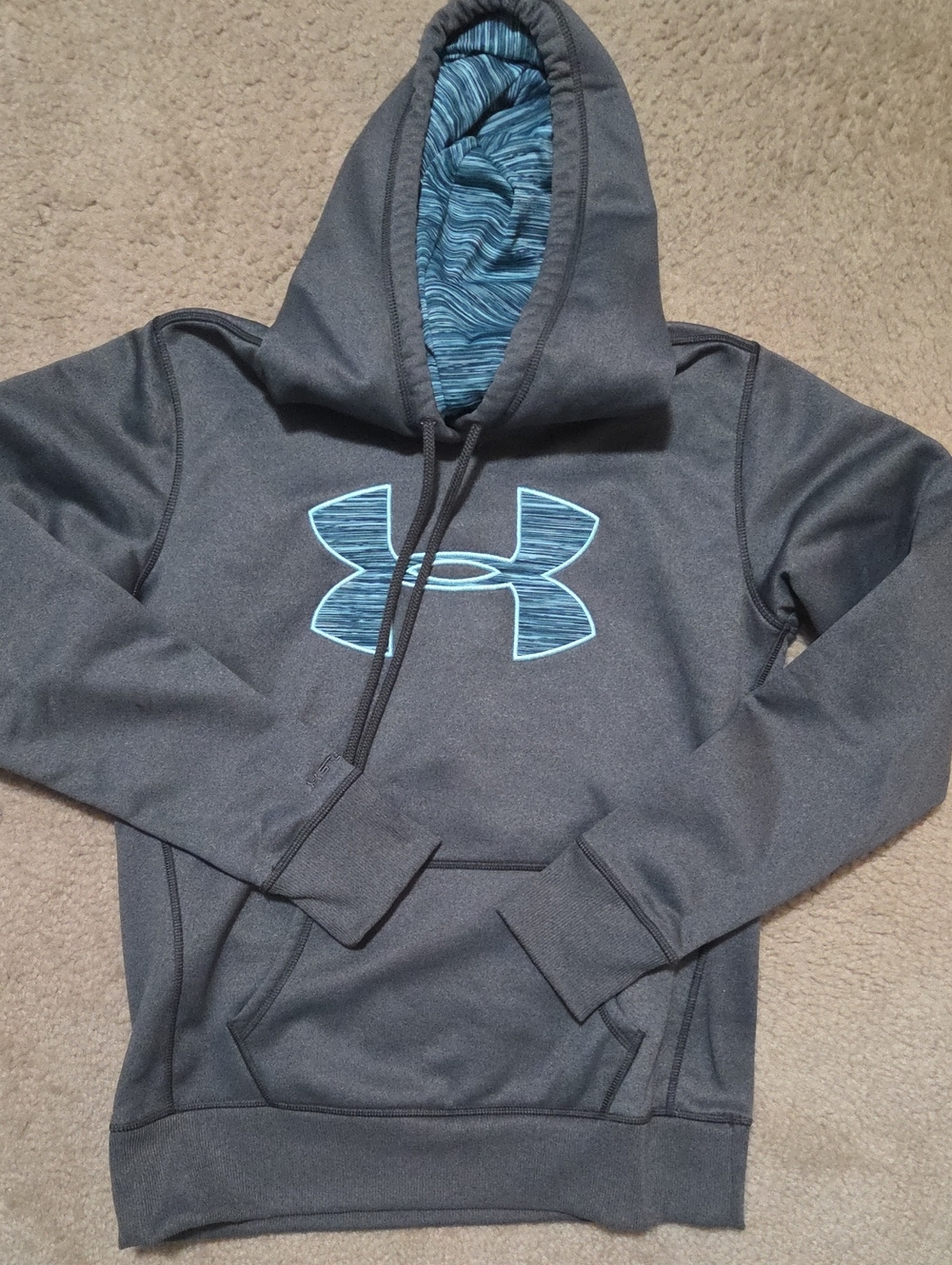 Under Armour Charcoal Hoodie with Light Blue Logo